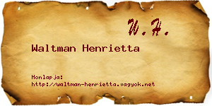 Waltman Henrietta névjegykártya